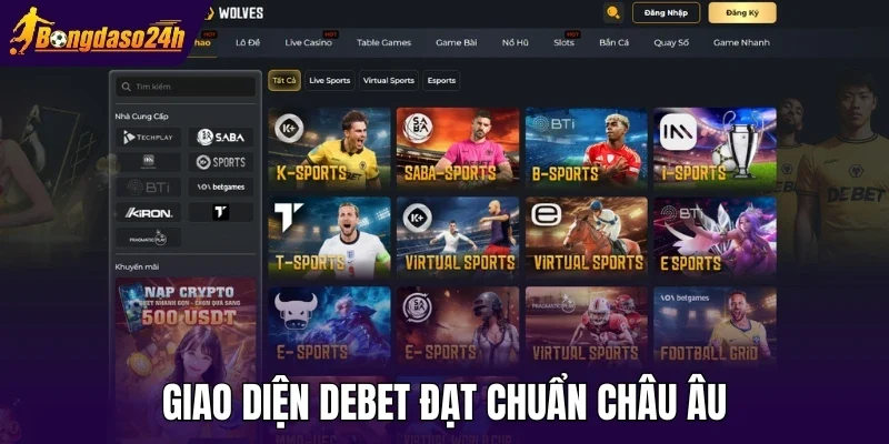 Giao diện Debet đạt chuẩn châu Âu