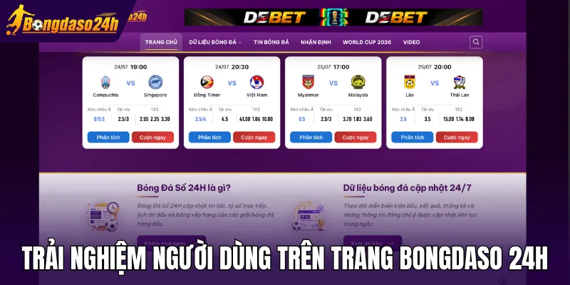 Trải nghiệm người dùng trên trang Bongdaso 24h