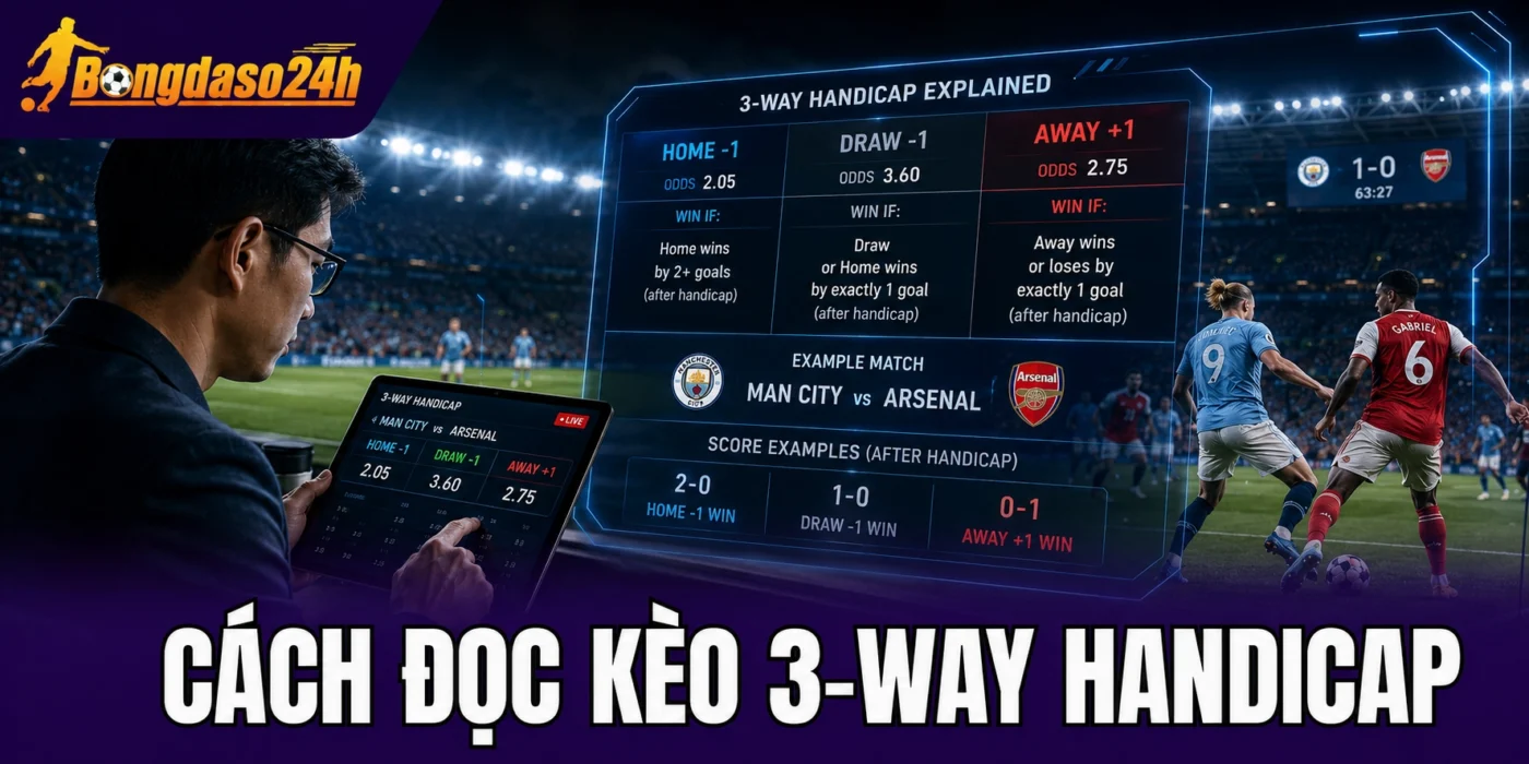 Cách đọc kèo 3-way handicap