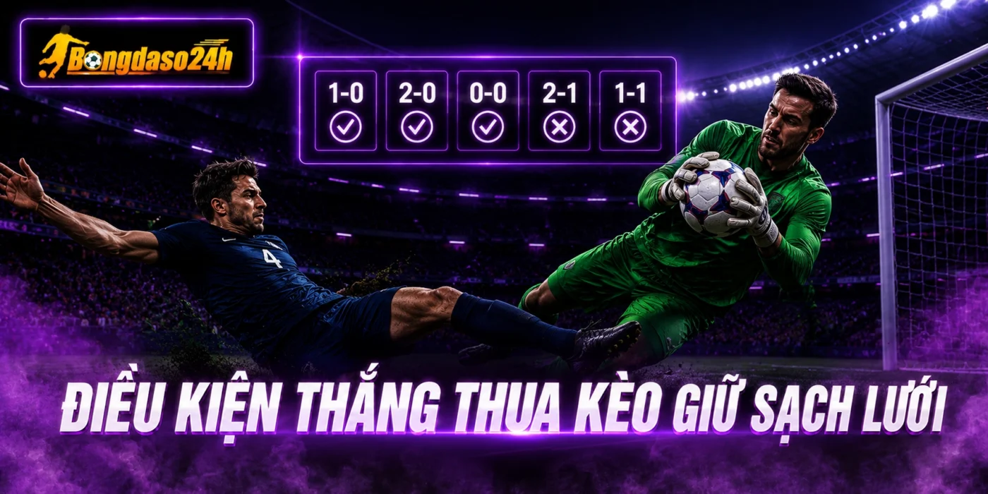 Điều kiện thắng và thua kèo giữ sạch lưới