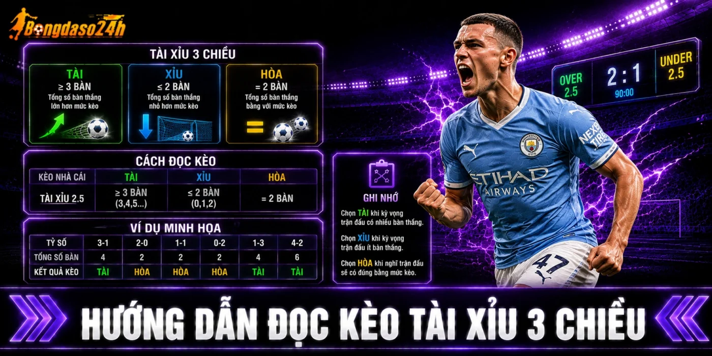 Hướng dẫn đọc kèo tài xỉu 3 chiều