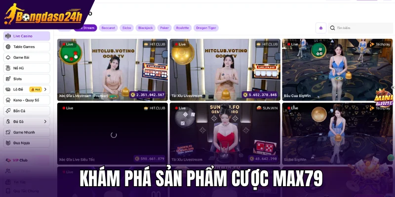 Khám phá sản phẩm cược Max79
