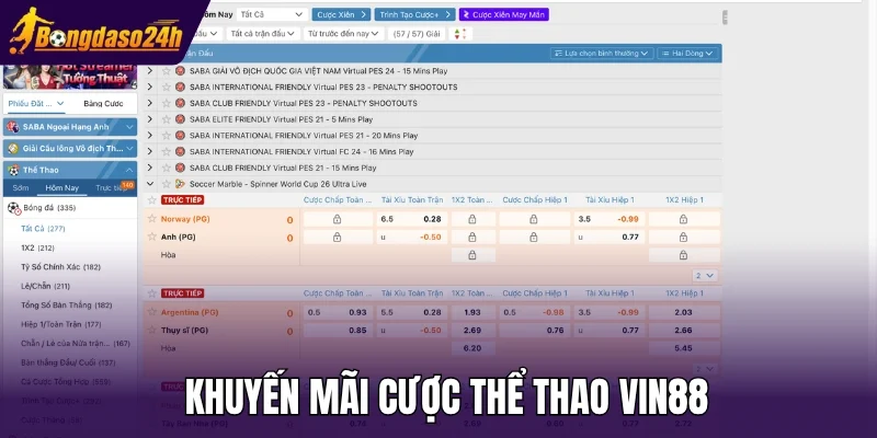 Khuyến mãi cược thể thao Vin88